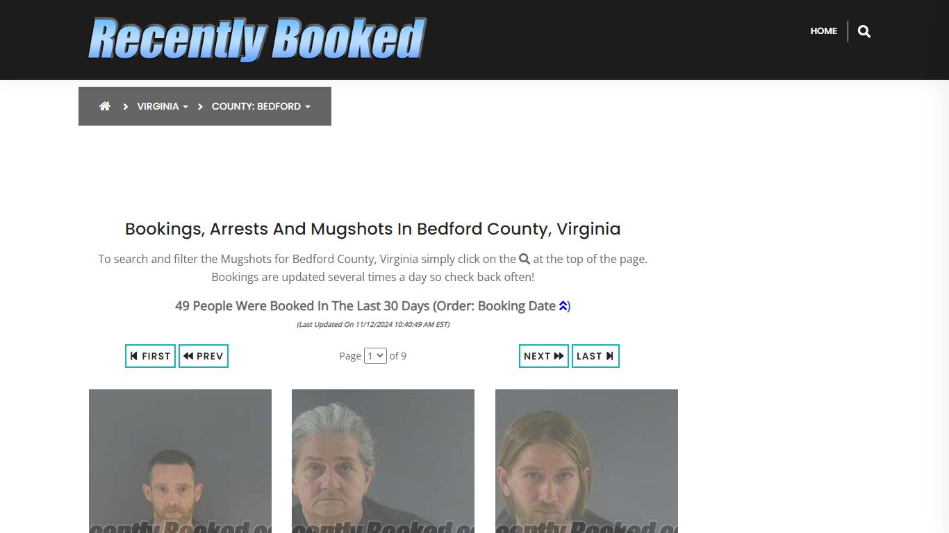 Bookings, Arrests and Mugshots in Bedford County, Virginia